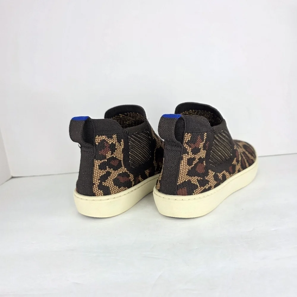 Rothy's The Chelsea Wildcat Ankle Boot Sneakers‎ Pull On Leopard Print Size 5